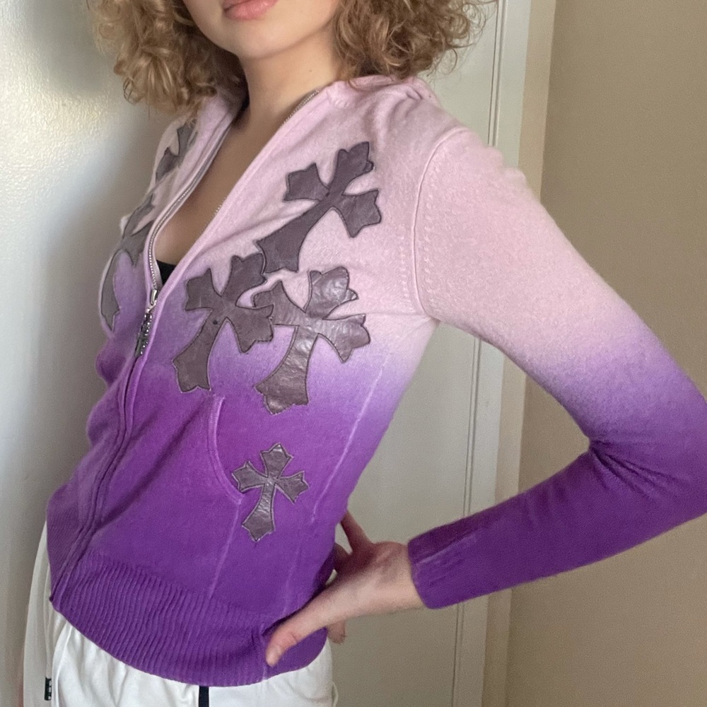 Amal Guessous Gradient Cashmere Zip Hoodie Authentic, 100% cashmere